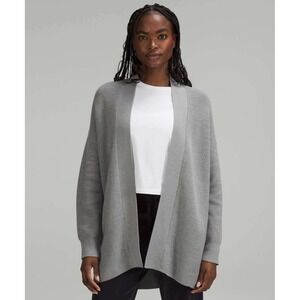 Lululemon Merino Wool-Blend Ribbed Long Wrap Sweater Gull Grey 4